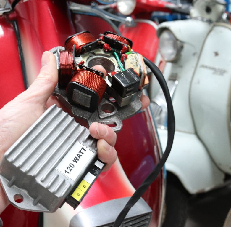 Lambretta Lighting Troubles? Discover the Solution with a 120 Watt Stator Plate and Regulator