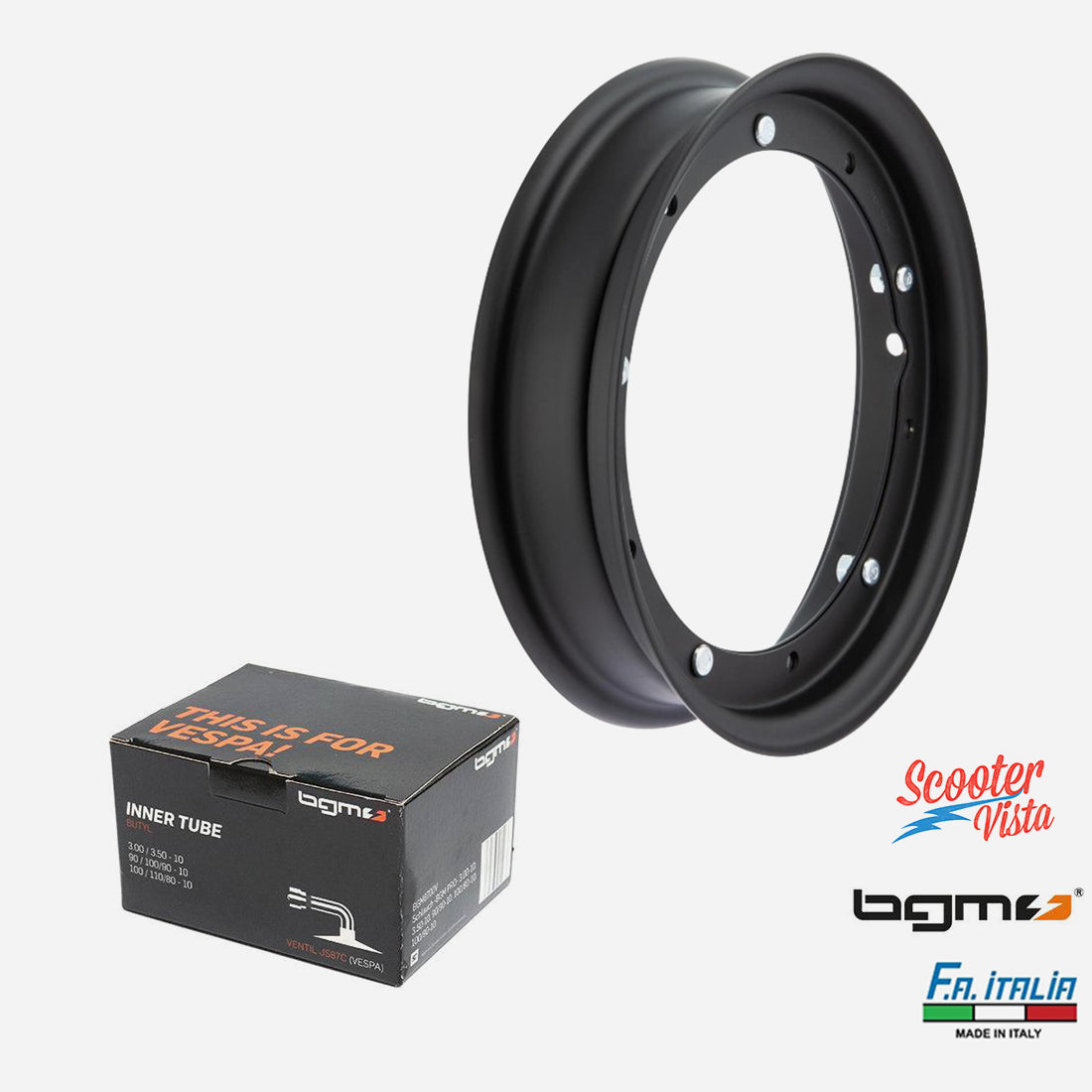 Vespa Black Wheel Rim and Inner Tube