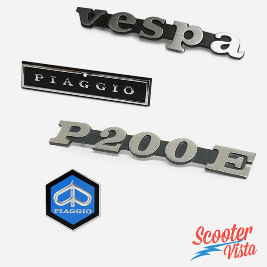 Vespa P200E Badge Set (1977-1981)