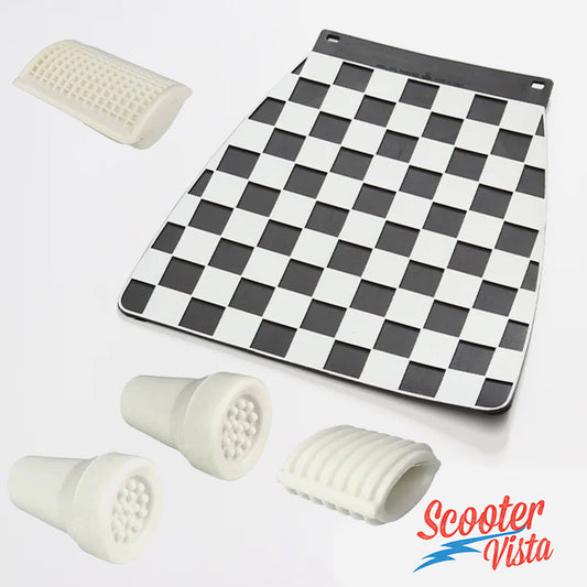 Vespa PX PE T5 White & Black Mudflap & White Stand Feet, Kickstart Rubber & Brake Rubber